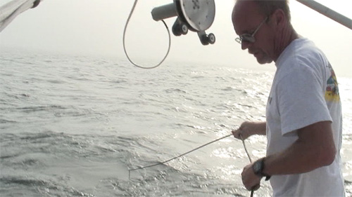 Ray deploying the side scan sonar